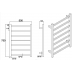 Heated Towel Rail Square 7 Bar 750Hx500Wx120D - Black